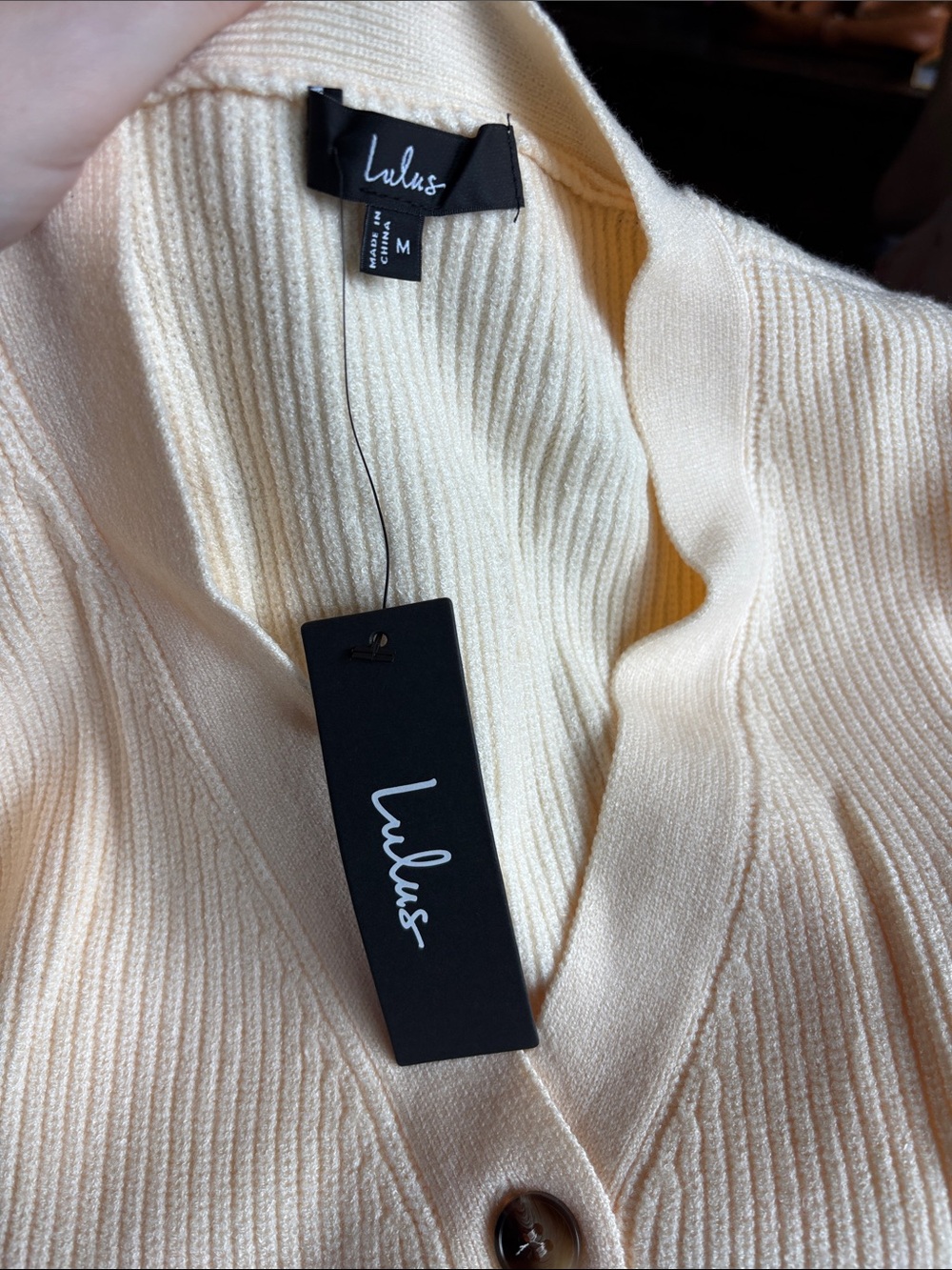 Lulus Button-Front Rib-Knit Long Sleeve Sweater Dress - Picture 3 of 3